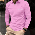 Polo Shirt - Men's Collared Long Sleeve Quarter Zip Polo Shirt
