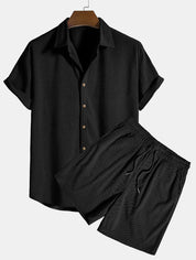 Shirt and Shorts Set | Button-Up | Short Sleeve | Two-Piece Set | Men's Summer Style
