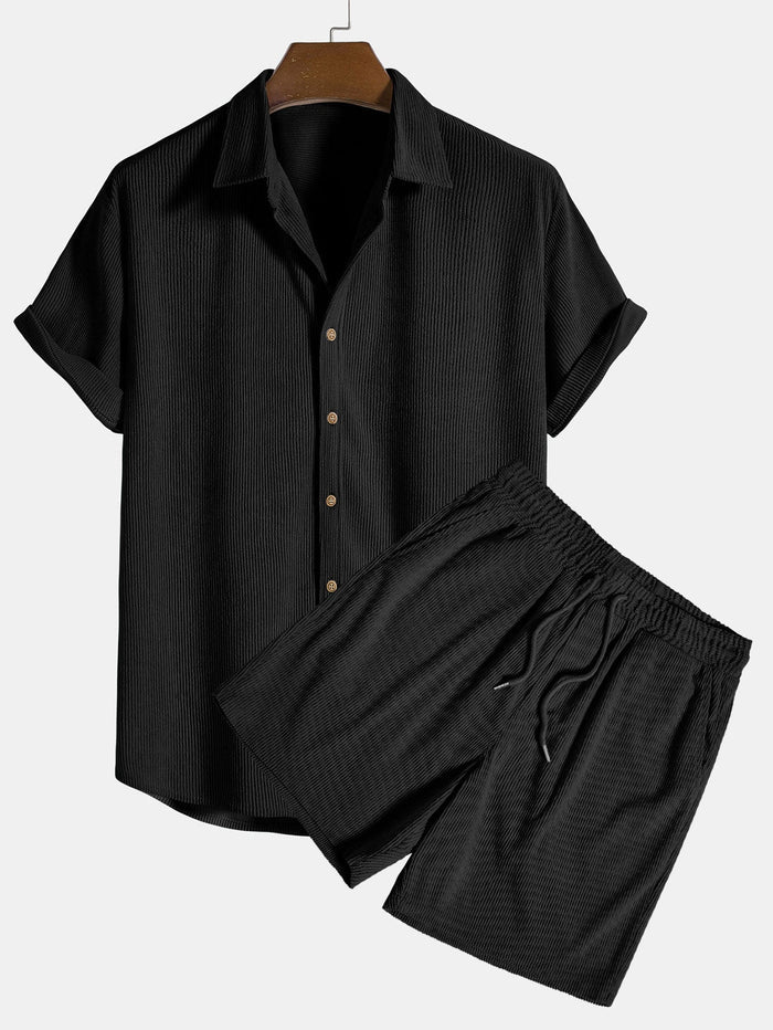 Shirt and Shorts Set | Button-Up | Short Sleeve | Two-Piece Set | Men's Summer Style