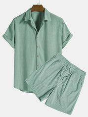 Shirt and Shorts Set | Button-Up | Short Sleeve | Two-Piece Set | Men's Summer Style