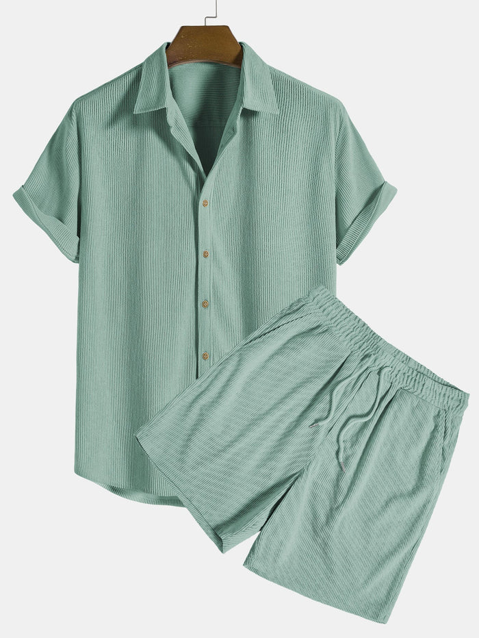 Shirt and Shorts Set | Button-Up | Short Sleeve | Two-Piece Set | Men's Summer Style