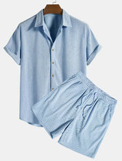 Shirt and Shorts Set | Button-Up | Short Sleeve | Two-Piece Set | Men's Summer Style