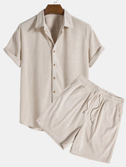 Shirt and Shorts Set | Button-Up | Short Sleeve | Two-Piece Set | Men's Summer Style