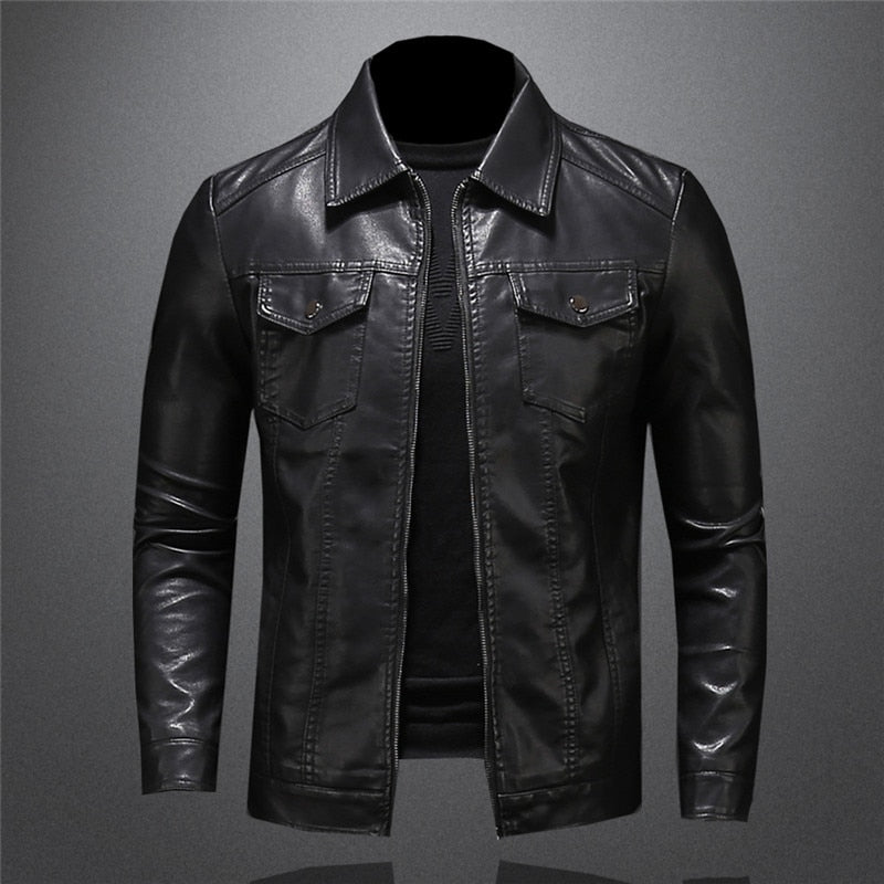 Leather Jacket - Black - Vegan Leather - Leatherette Jacket - Men's Jacket