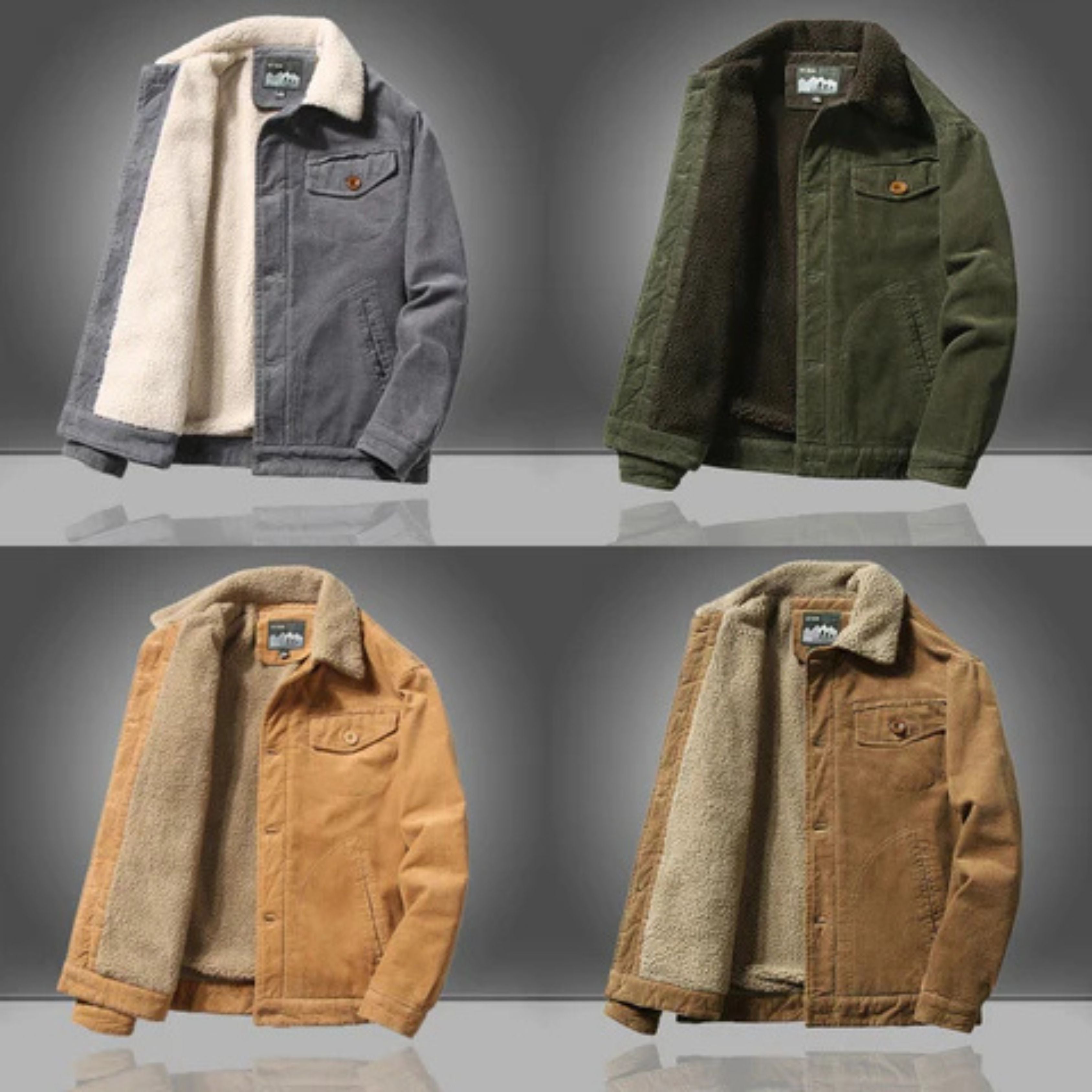 Corduroy Jacket - Casual - Fleece Lined - Winter Jacket - Men's Jacket