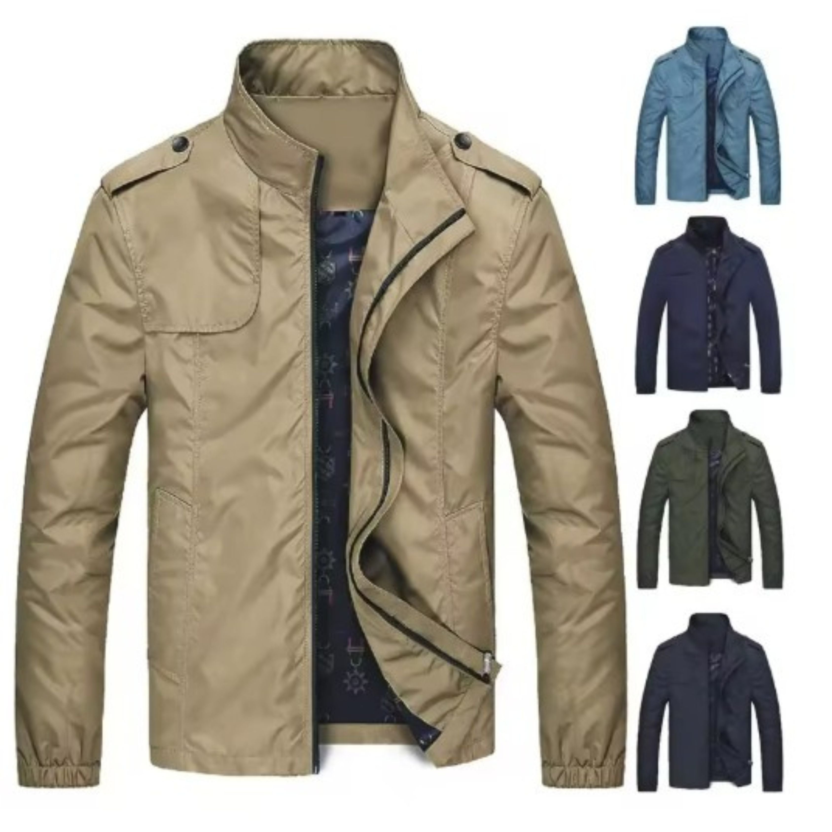 Windproof Jacket - Men's Casual Zip-Up Short Trench Jacket