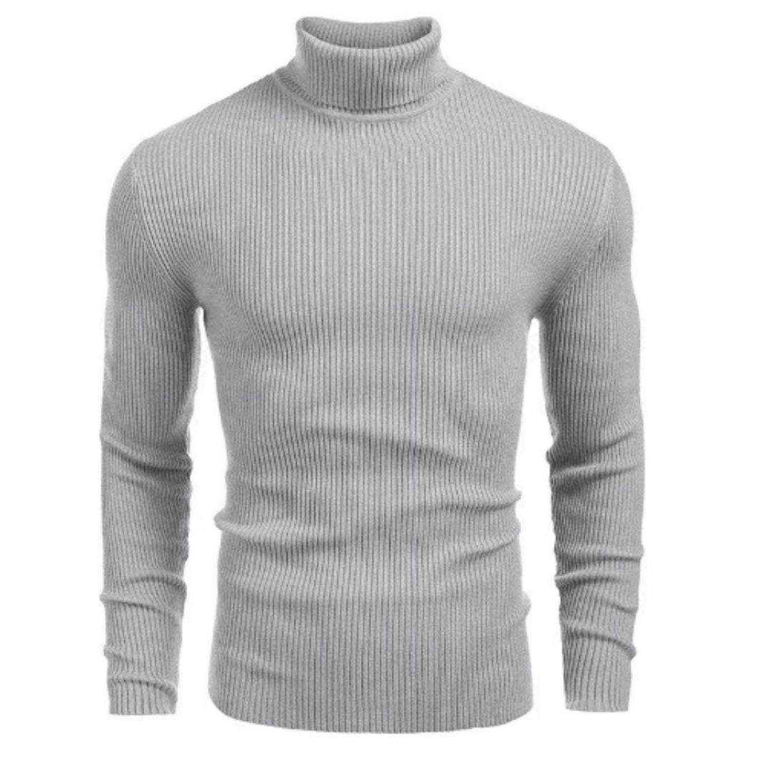 Roll Neck Jumper - Men's Slim Fit Knitted Turtleneck Sweater