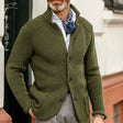 Button-Up Cardigan - Knitted - Pockets - Chunky Knit Cardigan - Men's Cardigan