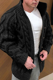 Knitted Cardigan | Button-Up | Cable Knit | Chunky Cardigan | Men's Cardigan