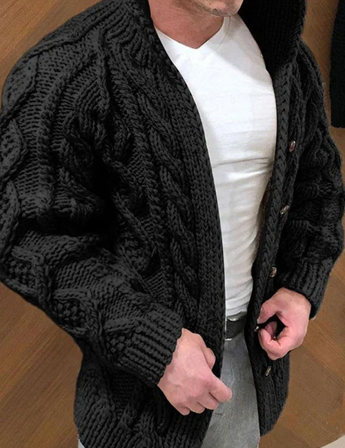 Knitted Cardigan | Button-Up | Cable Knit | Chunky Cardigan | Men's Cardigan