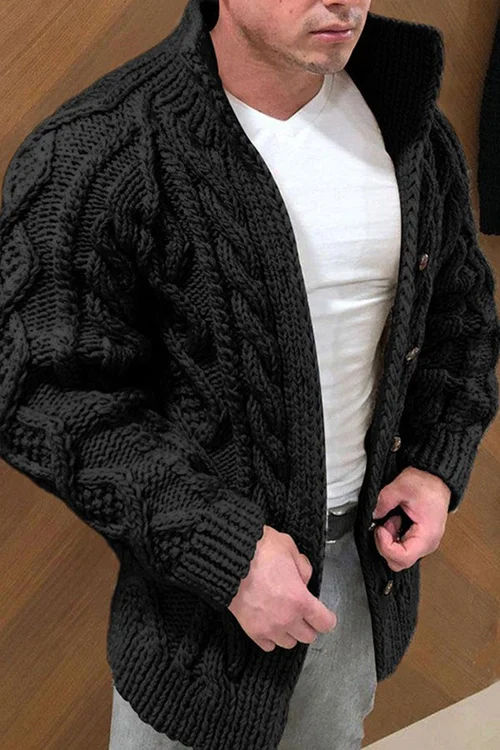 Knitted Cardigan | Button-Up | Cable Knit | Chunky Cardigan | Men's Cardigan