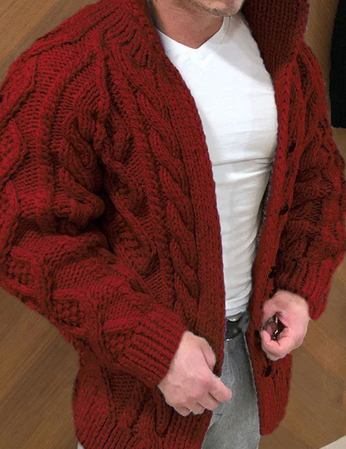 Knitted Cardigan | Button-Up | Cable Knit | Chunky Cardigan | Men's Cardigan