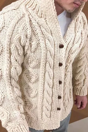 Knitted Cardigan | Button-Up | Cable Knit | Chunky Cardigan | Men's Cardigan
