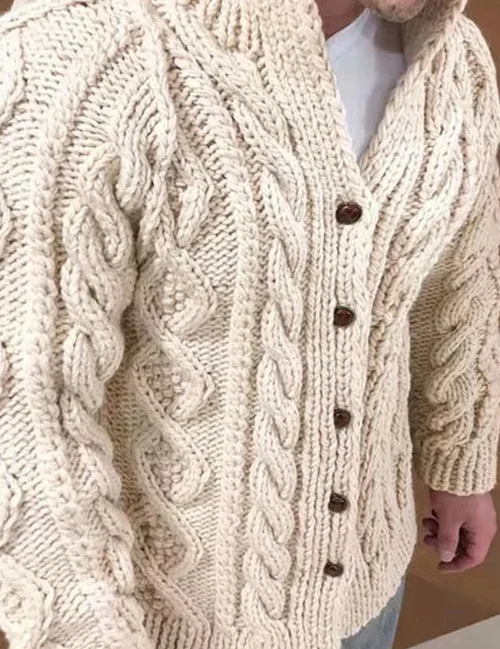 Knitted Cardigan | Button-Up | Cable Knit | Chunky Cardigan | Men's Cardigan
