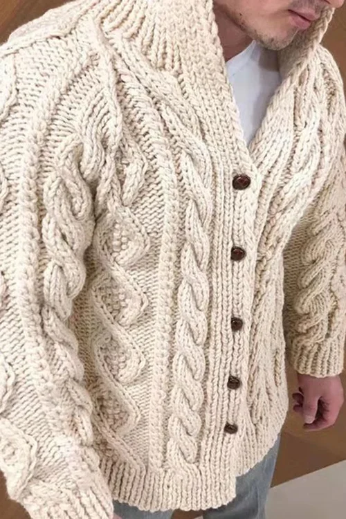 Knitted Cardigan | Button-Up | Cable Knit | Chunky Cardigan | Men's Cardigan