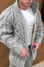 Knitted Cardigan | Button-Up | Cable Knit | Chunky Cardigan | Men's Cardigan