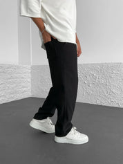 Loose Fit Trousers - Men's Casual Straight Leg Drawstring Pants