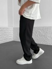 Loose Fit Trousers - Men's Casual Straight Leg Drawstring Pants