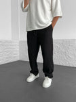 Loose Fit Trousers - Men's Casual Straight Leg Drawstring Pants