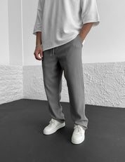 Loose Fit Trousers - Men's Casual Straight Leg Drawstring Pants