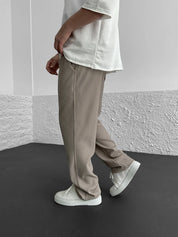 Loose Fit Trousers - Men's Casual Straight Leg Drawstring Pants