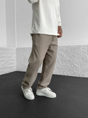 Loose Fit Trousers - Men's Casual Straight Leg Drawstring Pants