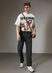 Loose Fit Trousers - Men's Casual Straight Leg Drawstring Pants