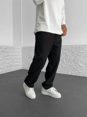 Loose Fit Trousers - Men's Casual Straight Leg Drawstring Pants