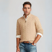 Quarter-Zip Jumper | Knitted | Cable Knit | Half Zip Pullover | Men's Sweater