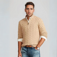 Quarter-Zip Jumper | Knitted | Cable Knit | Half Zip Pullover | Men's Sweater