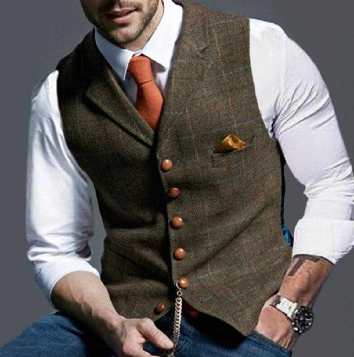 Vest - Single-breasted – Checkered – Men's vest – Tweed vest-Southern-Taylor