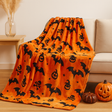 Halloween Blanket - Orange - Skull - Halloween Throw - Halloween Decoration