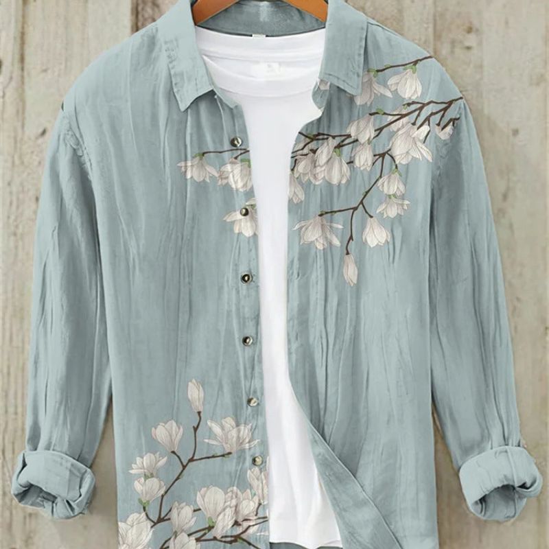 Linen Shirt | Printed | Button-Up | Long Sleeve Shirt | Men's Shirt