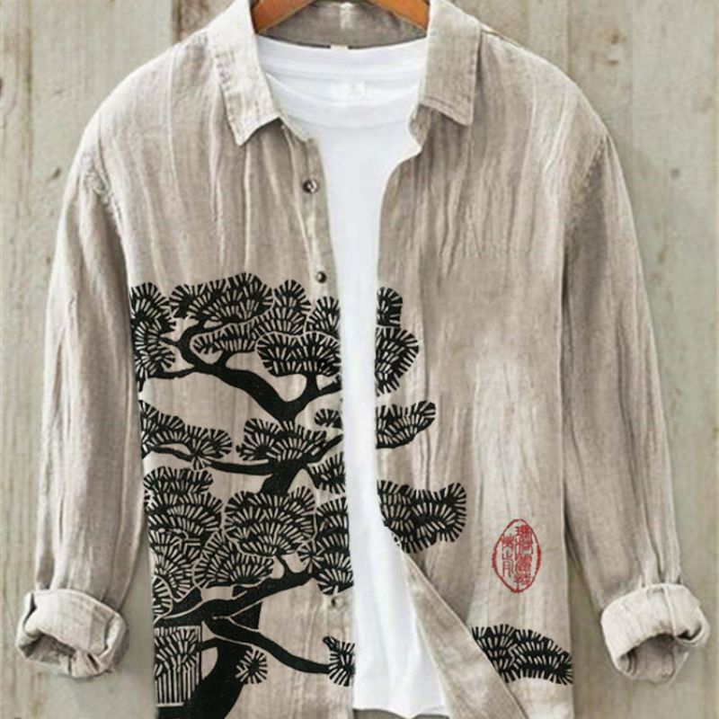 Linen Shirt | Printed | Button-Up | Long Sleeve Shirt | Men's Shirt