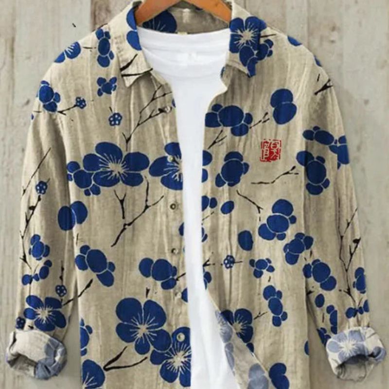 Linen Shirt | Printed | Button-Up | Long Sleeve Shirt | Men's Shirt