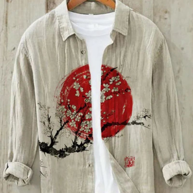Linen Shirt | Printed | Button-Up | Long Sleeve Shirt | Men's Shirt