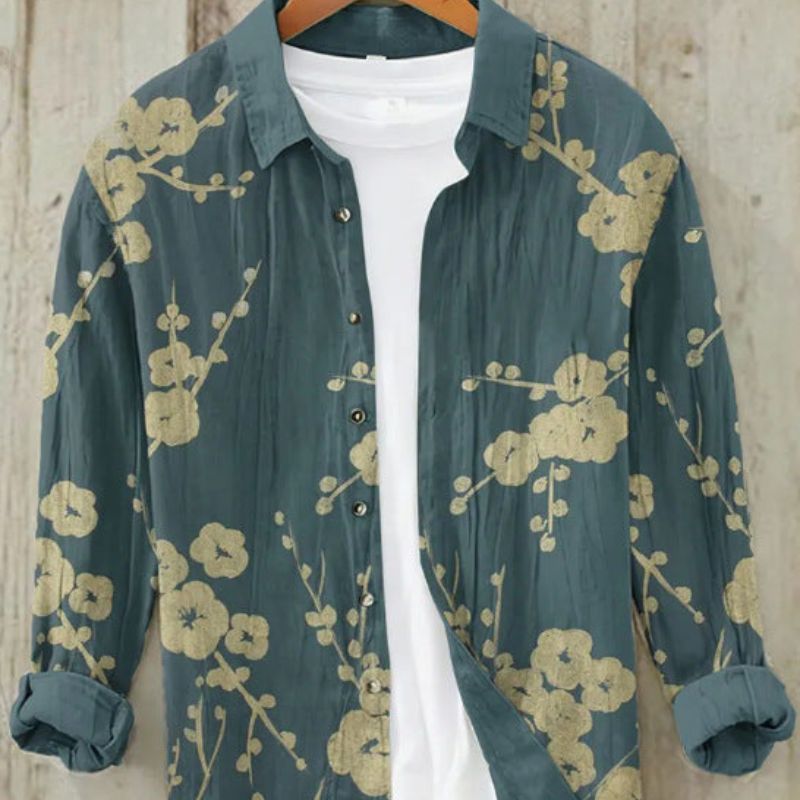 Linen Shirt | Printed | Button-Up | Long Sleeve Shirt | Men's Shirt