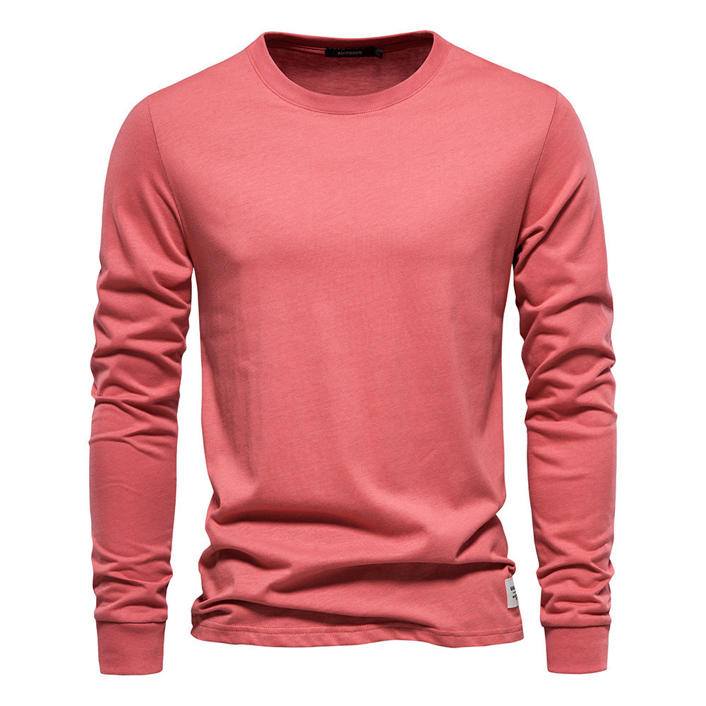 Long Sleeve T-Shirt - Men's Plain Crew Neck Long Sleeve Shirt