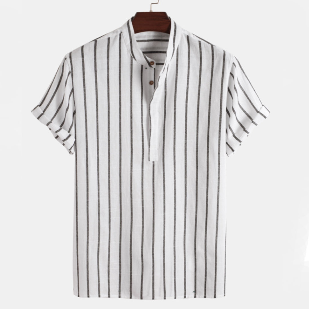 Striped Shirt - Summer - Buttoned Up - Short Sleeve Shirt - Men's Shirts