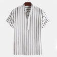Striped Shirt - Summer - Buttoned Up - Short Sleeve Shirt - Men's Shirts