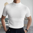 Sweater Tshirt - Men's Short Sleeve Turtleneck Knitted High Neck T-Shirt