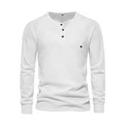 Long Sleeve T-Shirt - Men's Plain Quarter Button Long Sleeve Shirt
