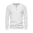 Long Sleeve T-Shirt - Men's Plain Quarter Button Long Sleeve Shirt