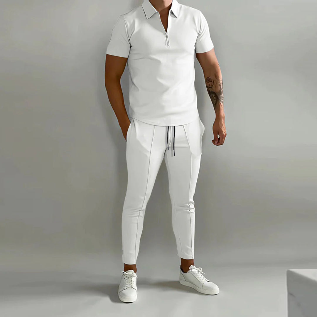 Co-Ord Set | Polo T-Shirt | Elastic Waist | Two-Piece Set | Men's Summer Set