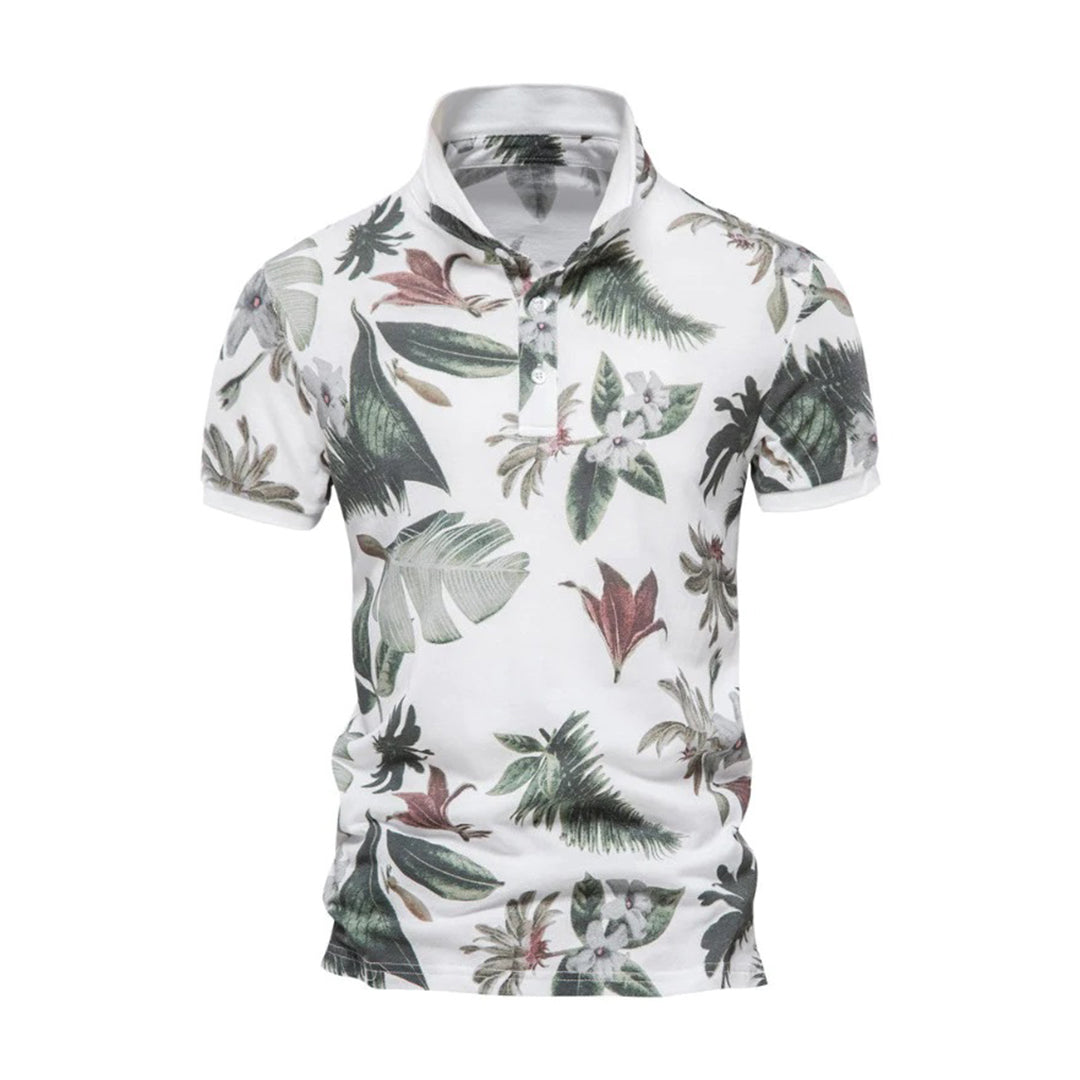 Summer Shirt - Men's Short Sleeve Printed Collared Polo T-Shirt