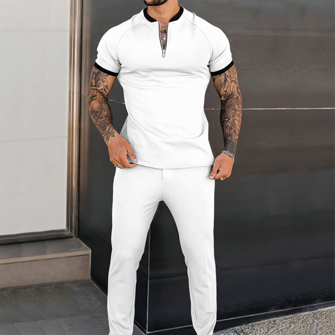 Co-Ord Set - Short Sleeve - Quarter Zip - Two-Piece Set - Men's Clothing