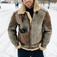 Winter Jacket – Warm men's Leather Jacket with Zipper and Sherpa Lining