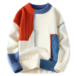 Knitted Sweater - Patchwork - Loose Fit - Pullover Sweater - Men's Knitted Jumper