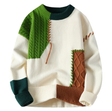 Knitted Sweater - Patchwork - Loose Fit - Pullover Sweater - Men's Knitted Jumper