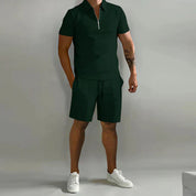 T-Shirt and Shorts Set - Men's Short Sleeve Polo Two-Piece Summer Set